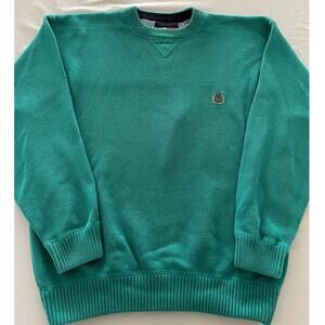 VTG 90s Tommy Hilfiger Crest Knit Sweater Green Crewneck size M
